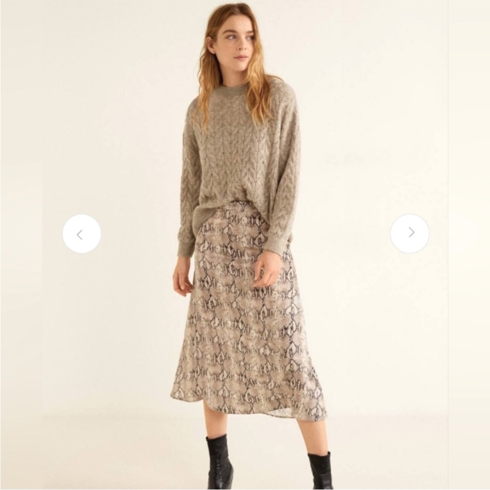 MANGO Snake Print Midi Skirt